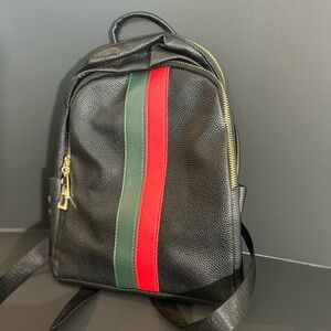 Black Mini Backpack with Stripe Detail & Stud Accents